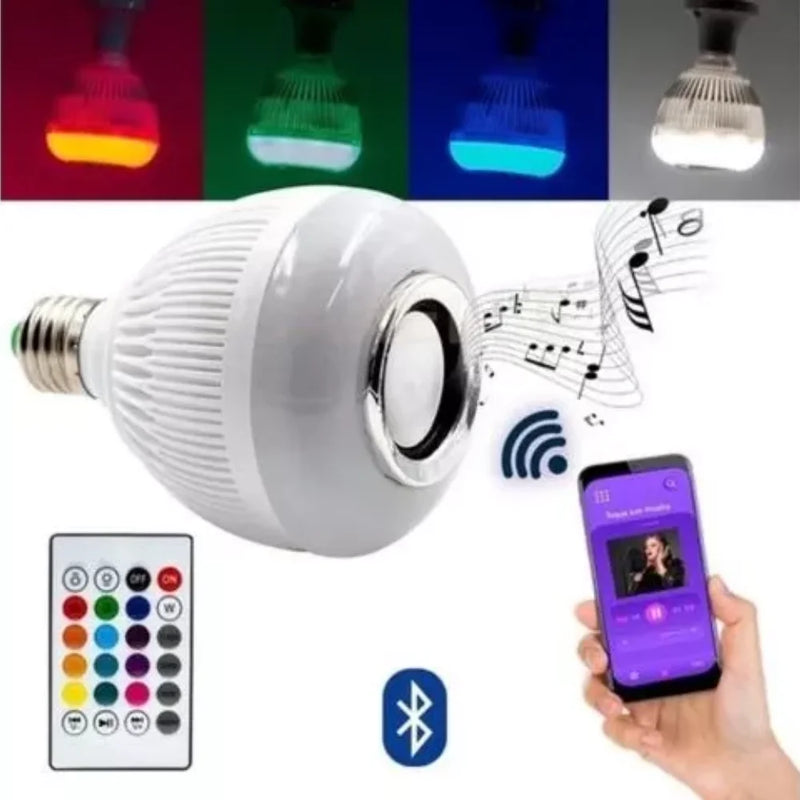 Lâmpada Musical Bluetooth Com Led Rgb + Controle Remoto